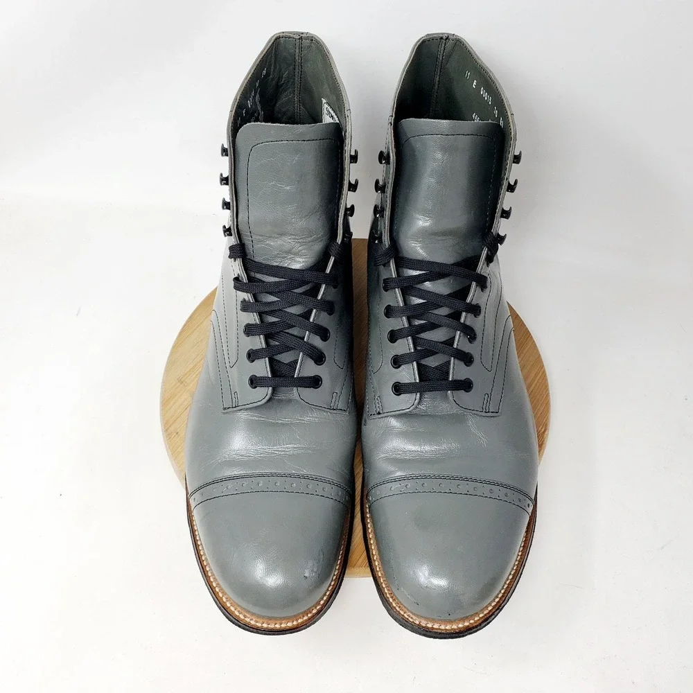 Stacy Adams Madison Boots Mens 11 E Grey Leather Cap‎ Toe Dress Ankle Shoes